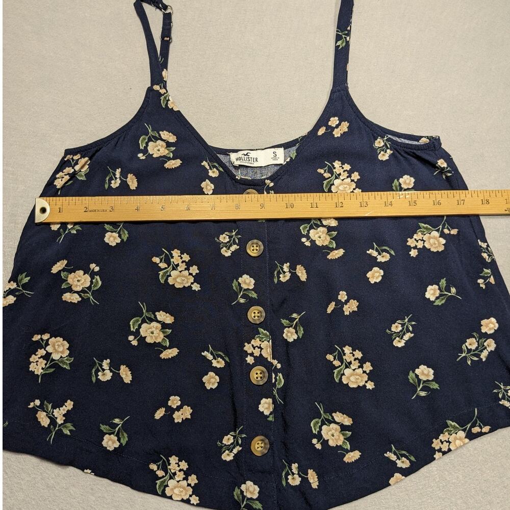 Hollister Tank Women's Small Navy Floral Button Crop Flowy Boho EUC - Picture 4 of 8
